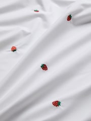 White With Strawberries Embroidered Duvet Cover and Pillowcase Set - Image 7 of 7