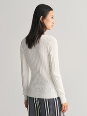 GANT Light Cream Stretch Cotton Cable Knit Jumper - Image 2 of 5