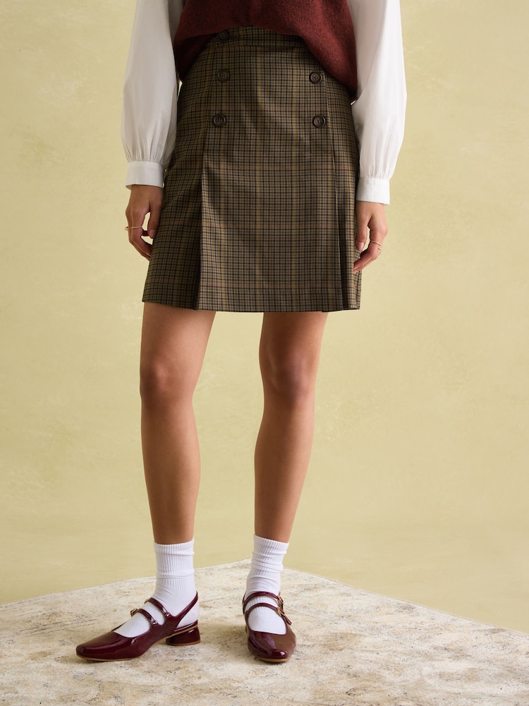 Joules Maize Check Skirt - Image 1 of 6