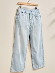 Bleach Blue Button Front Wide Ankle Leg Jeans - Image 1 of 1