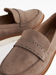 Neutral Brown Regular/Wide Fit Forever Comfort® Brogue Detail Chunky Sole Loafers - Image 3 of 5