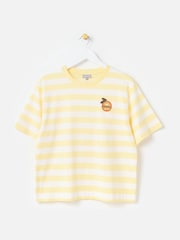 Oliver Bonas Orange Yellow & White Striped Orange Embroiderd T-Shirt - Image 3 of 8