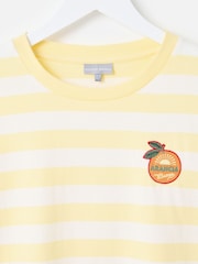 Oliver Bonas Orange Yellow & White Striped Orange Embroiderd T-Shirt - Image 5 of 8