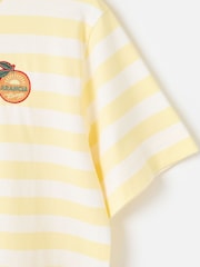 Oliver Bonas Orange Yellow & White Striped Orange Embroiderd T-Shirt - Image 6 of 8