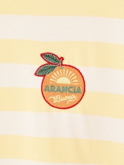 Oliver Bonas Orange Yellow & White Striped Orange Embroiderd T-Shirt - Image 7 of 8