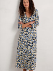 Seasalt Cornwall Blue Ava Jersey V-Neck Dress - Image 1 of 8