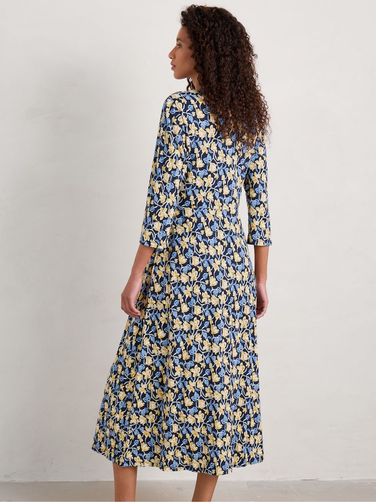 Seasalt Cornwall Blue Ava Jersey V-Neck Dress - Image 2 of 8