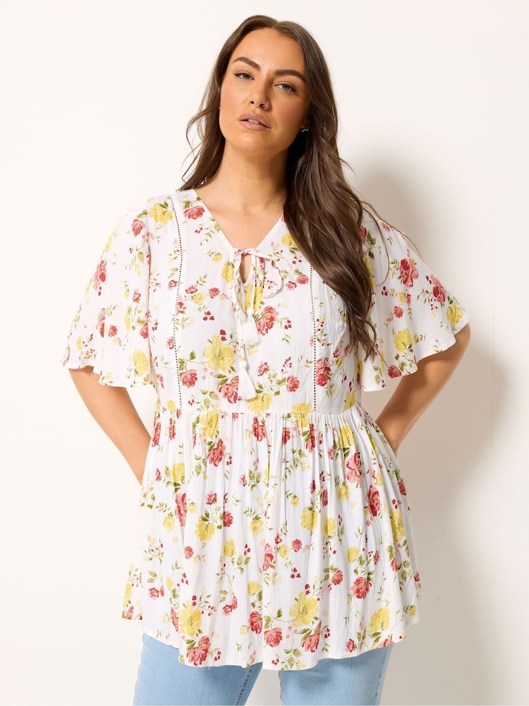 Yours Curve White Angel Sleeve Boho Top - Image 1 of 5