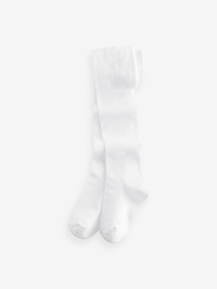 White Cotton Rich School Tights - Image 1 of 2