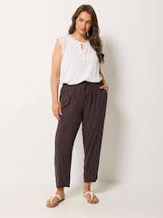 Yours Curve Purple Chambray Barrel Leg Trousers - Image 2 of 5