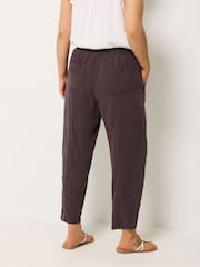 Yours Curve Purple Chambray Barrel Leg Trousers - Image 3 of 5