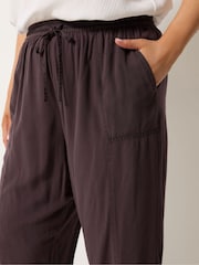 Yours Curve Purple Chambray Barrel Leg Trousers - Image 4 of 5