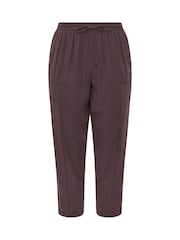 Yours Curve Purple Chambray Barrel Leg Trousers - Image 5 of 5
