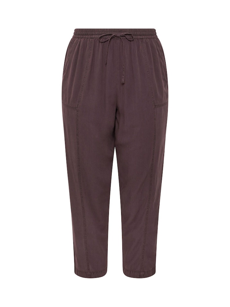 Yours Curve Purple Chambray Barrel Leg Trousers - Image 5 of 5 Yours Curve Purple Chambray Barrel Leg Trousers - Image 5 of 5