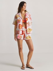 Figleaves White Sticker Print Co-Ord Top and Short Set - Image 1 of 4
