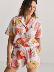 Figleaves White Sticker Print Co-Ord Top and Short Set - Image 2 of 4