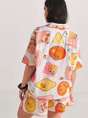 Figleaves White Sticker Print Co-Ord Top and Short Set - Image 4 of 4