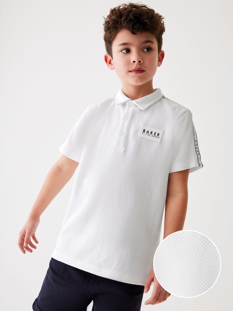 Baker by Ted Baker Textured White Polo Shirt - Image 1 of 9