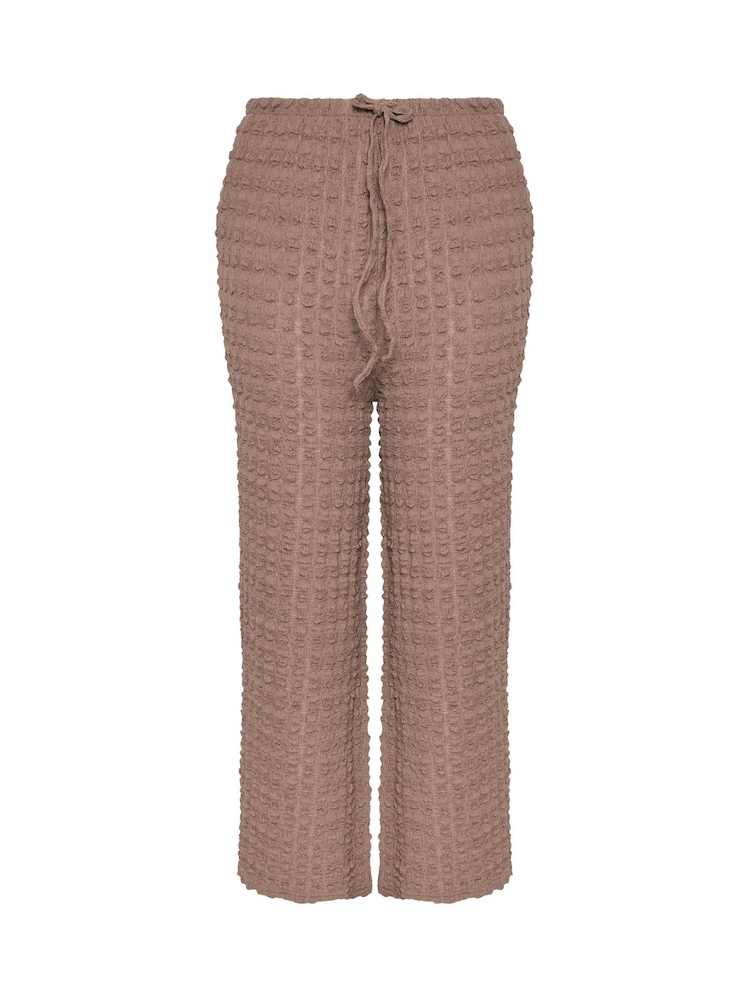 Yours Curve Brown Bubble Textured Wide Leg Trousers - Image 5 of 5 Yours Curve Brown Bubble Textured Wide Leg Trousers - Image 5 of 5