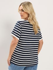 Yours Curve Blue Contrast Sleeve Top - Image 3 of 5
