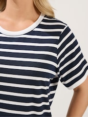 Yours Curve Blue Contrast Sleeve Top - Image 4 of 5