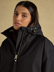 Joules Coverall Black Oversized Fleece Lined Waterproof Coat - Image 4 of 12