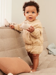 Cream/Yellow Cosy Sweatshirt and Bloomer Shorts Baby 2 Piece Set (0mths-2yrs) - Image 1 of 9