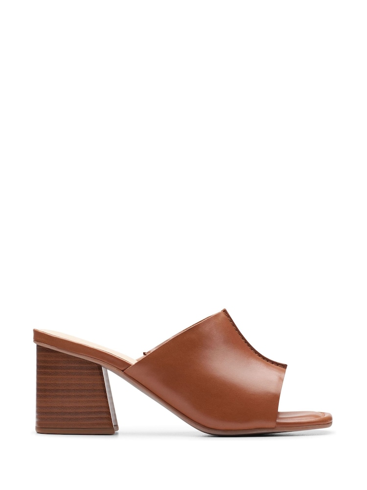 Clarks Brown Leather Siara 65 Band Sandals - Image 1 of 7