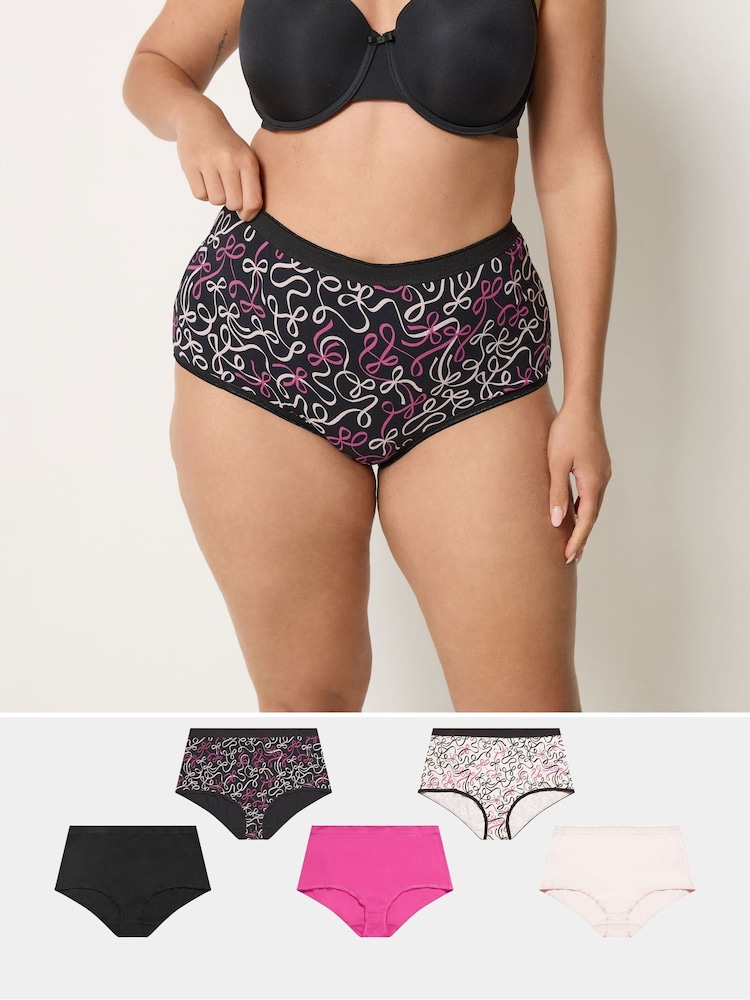 Yours Curve Pink Full Briefs 5 Pack - Image 1 of 5 Yours Curve Pink Full Briefs 5 Pack - Image 1 of 5