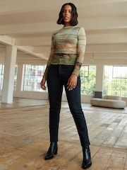 Sage Green Scenic Long Sleeve Mesh Top - Image 2 of 6