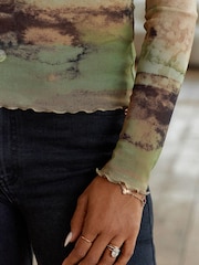 Sage Green Scenic Long Sleeve Mesh Top - Image 4 of 6