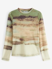 Sage Green Scenic Long Sleeve Mesh Top - Image 5 of 6