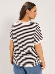 Yours Curve Brown Contrast Sleeve Top - Image 3 of 5