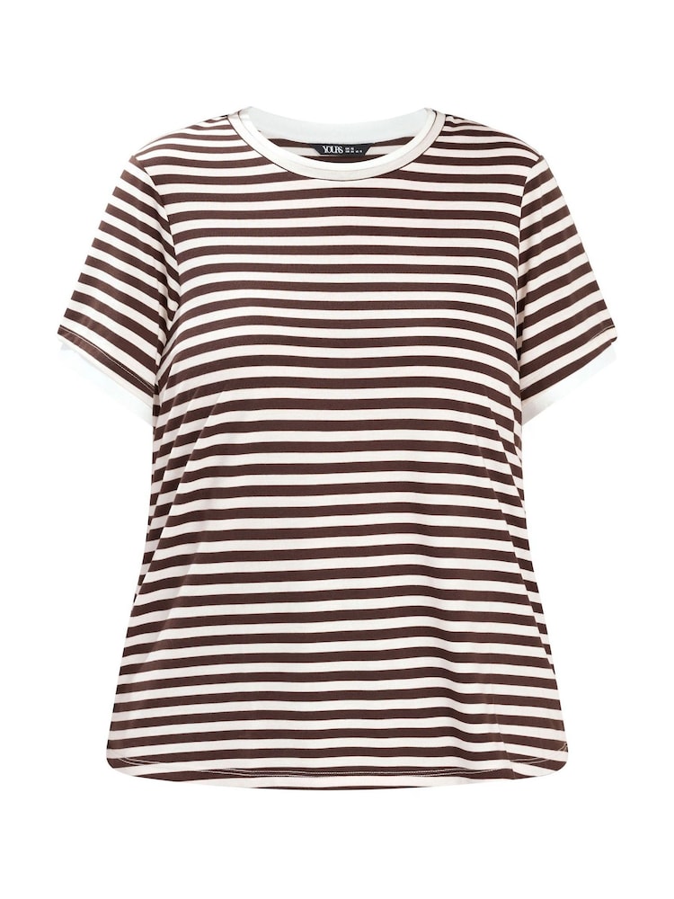 Yours Curve Brown Contrast Sleeve Top - Image 5 of 5 Yours Curve Brown Contrast Sleeve Top - Image 5 of 5