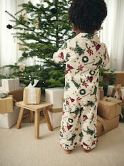 Green/Ecru Cream Grinch Single Button Through 100% Cotton Christmas Pyjamas (9mths-12yrs) - Image 2 of 3