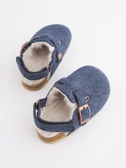 Navy Blue Faux Fur Lined Clog Slippers - Image 5 of 6