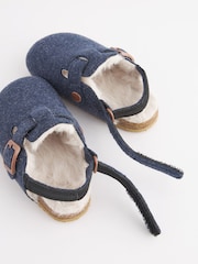Navy Blue Faux Fur Lined Clog Slippers - Image 6 of 6