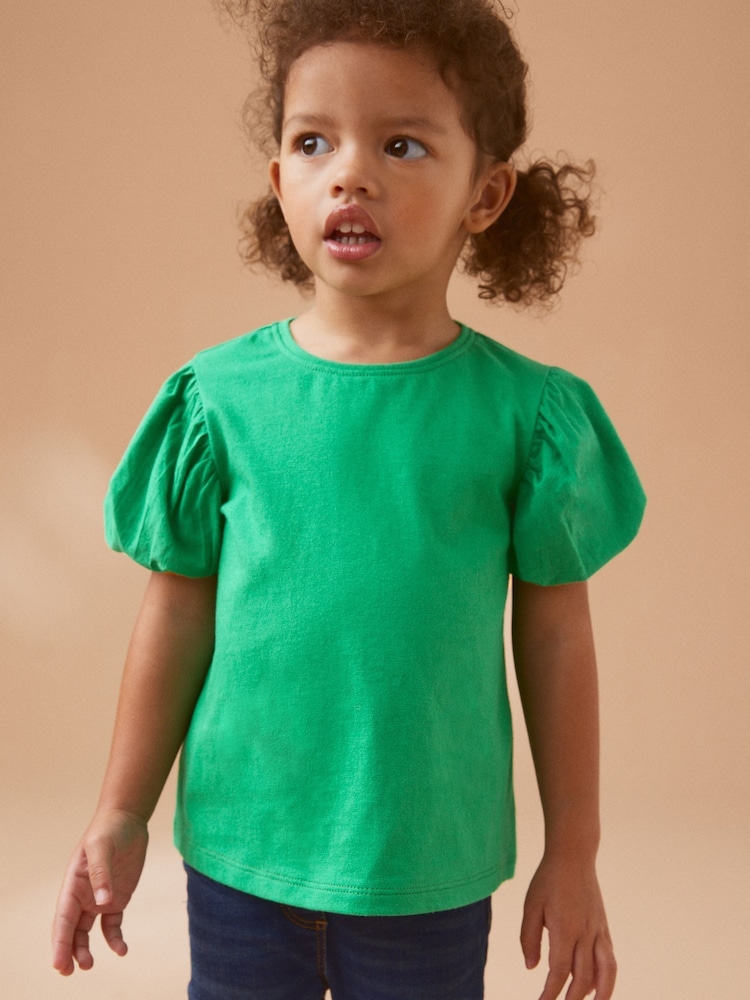 Green Puff Short Sleeve 100% Cotton T-Shirt (3mths-7yrs) - Image 1 of 7