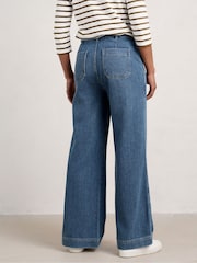 Seasalt Cornwall Blue Blake Wide Leg 100% Cotton Jeans - Image 2 of 5