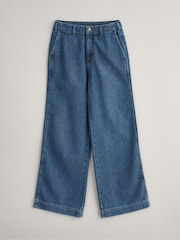 Seasalt Cornwall Blue Blake Wide Leg 100% Cotton Jeans - Image 4 of 5