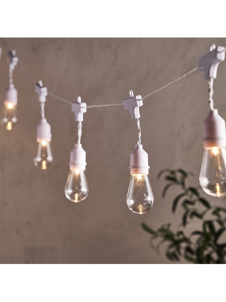 Lights4fun White 15 Drop Bulb Battery Festoon Lights - Image 1 of 1