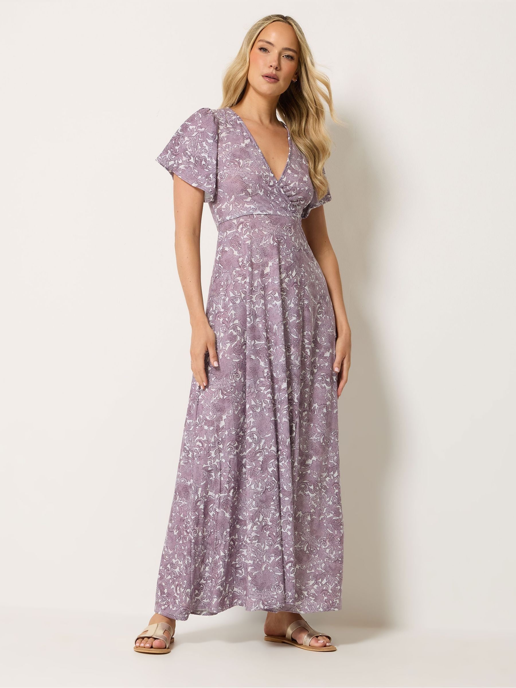 Long Tall Sally Women's Lilac Tall Floral Wrap Maxi Dress In | : Size 14 - Image 2