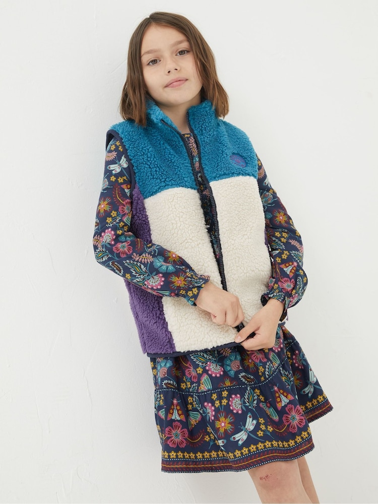 FatFace Purple Fleece Colourblock Gilet - Image 1 of 4 FatFace Purple Fleece Colourblock Gilet - Image 1 of 4