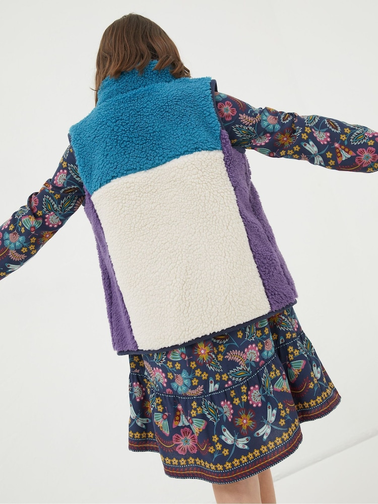 FatFace Purple Fleece Colourblock Gilet - Image 2 of 4 FatFace Purple Fleece Colourblock Gilet - Image 2 of 4
