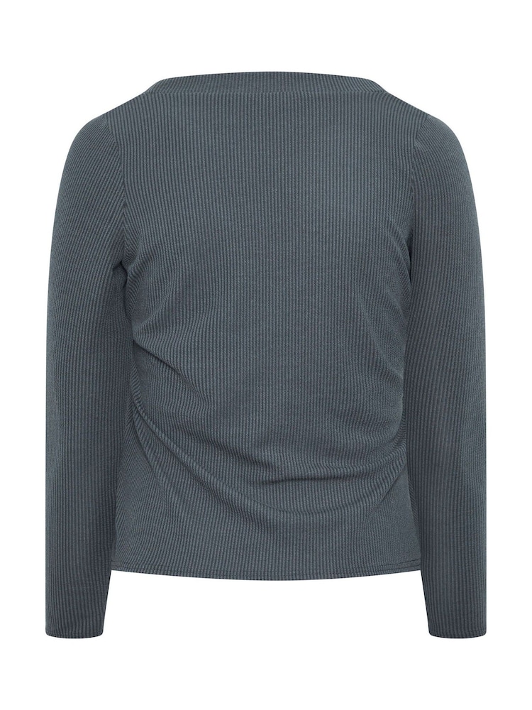 Yours Curve Grey Limited Crinkle Ribbed Button Cardigan - Image 6 of 6 Yours Curve Grey Limited Crinkle Ribbed Button Cardigan - Image 6 of 6