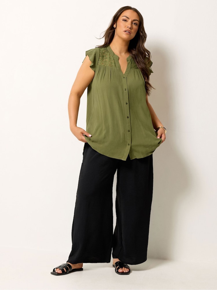 Yours Curve Green Crochet Blouse - Image 2 of 5