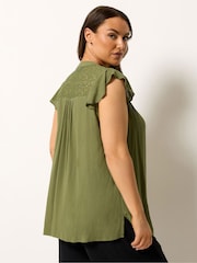 Yours Curve Green Crochet Blouse - Image 3 of 5
