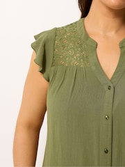 Yours Curve Green Crochet Blouse - Image 4 of 5