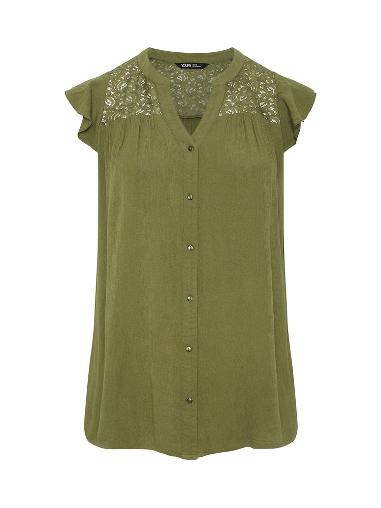 Yours Curve Green Crochet Blouse - Image 5 of 5