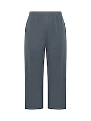 Yours Curve Grey Limited Crinkle Ribbed Wide Leg Trousers - Image 5 of 6